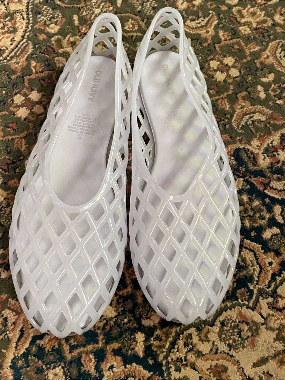 Old Navy White Lattice Jelly Slingback Flats